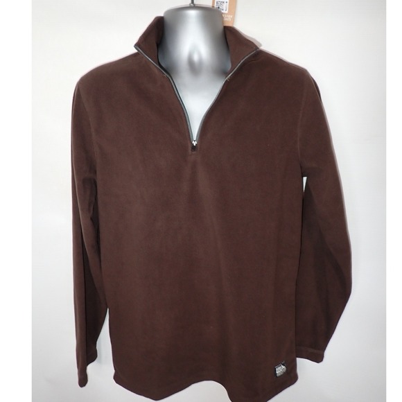 Eddie Bauer Mens S Fast Fleece 1/4 zip Long Sleeve Shirt  Pinecone Brown New - Picture 4 of 5